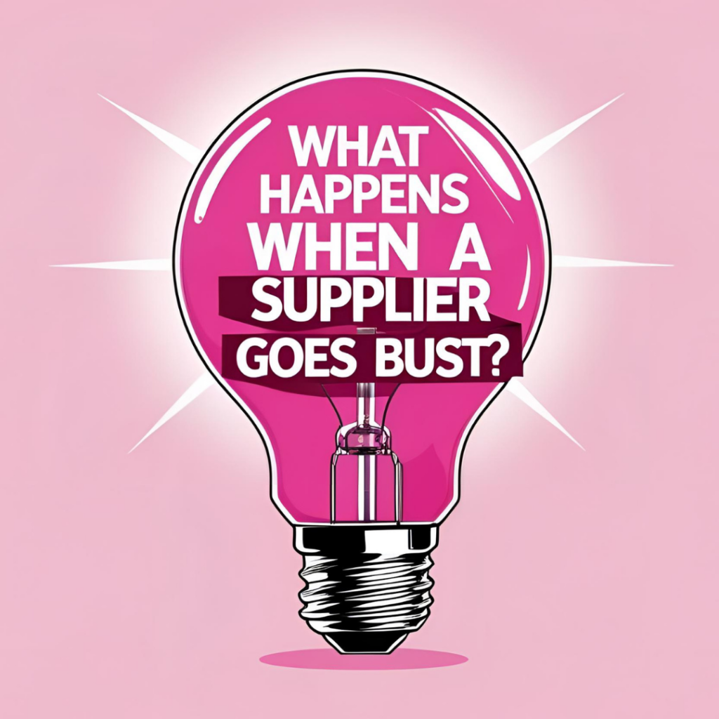 lightbulb with text that says Energy Supplier Goes Bust